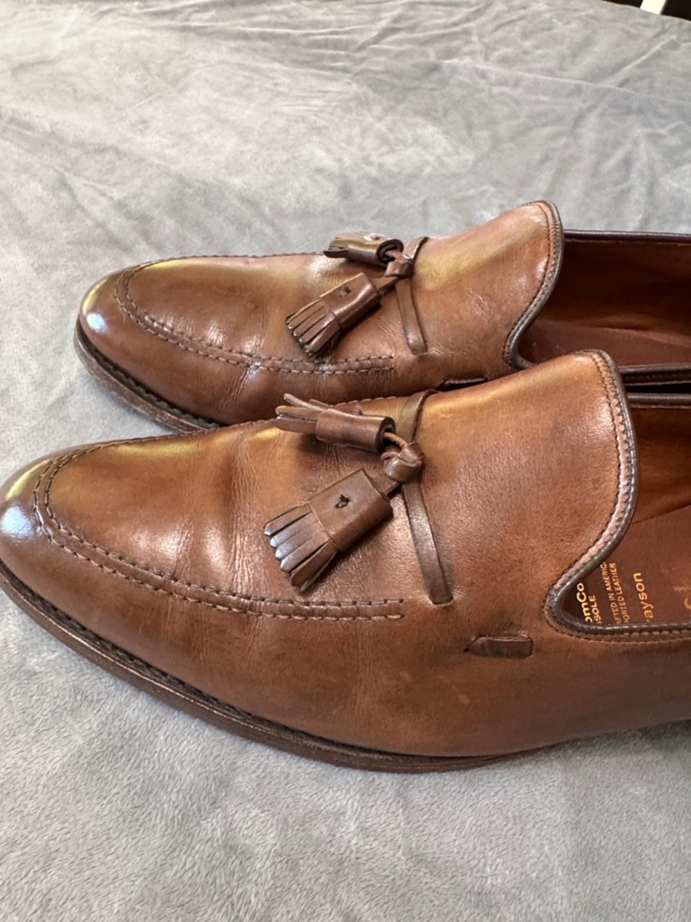Allen Edmonds Grayson Tassel Loafer Leather Cork Insoles Mens 15 B Walnut Brown - Picture 7 of 16